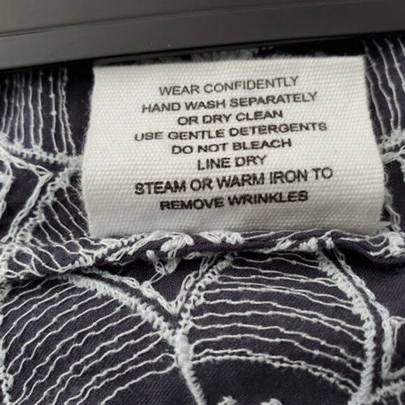 Omika Rosalita Midi Tiered Gray Sleeveless V-Neck Embroidered Print Dress Size L - Picture 10 of 10